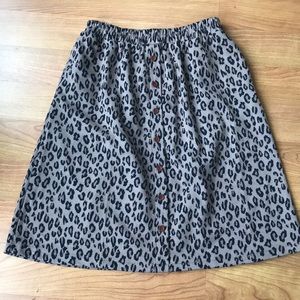 Soft knit cheetah button down skirt